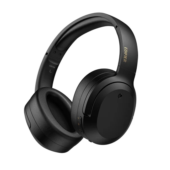 Audífono Bluetooth Edifier W820NB Plus en color negro con logotipo dorado, vista lateral destacando su diseño ergonómico y acabado premium.