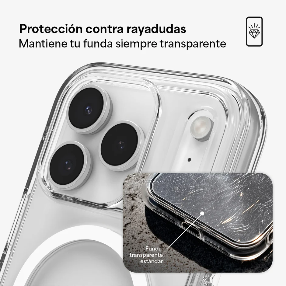 Carcasa Zagg Crystal Palace Snap transparente para iPhone 17 Pro con protección contra rayaduras, mantiene su aspecto limpio y brillo original.