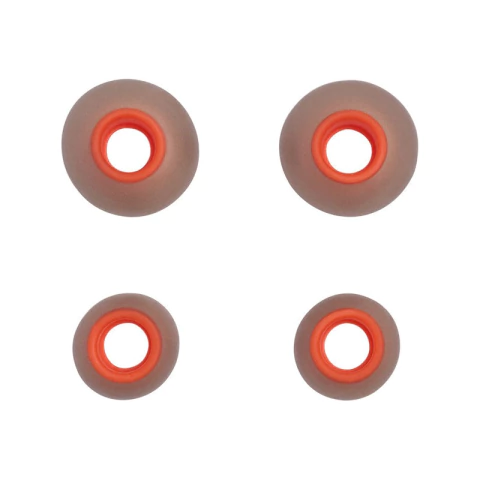 Almohadillas de silicona para audífonos gamer JBL Quantum 50, color gris con interior naranja, en dos tamaños diferentes.