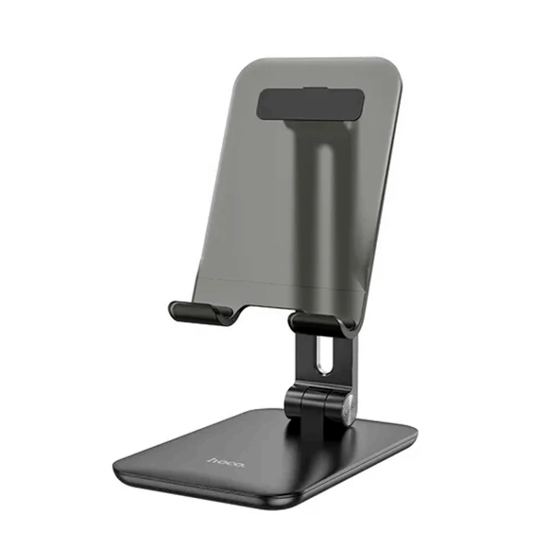 Soporte plegable Hoco HD1 color negro con base antideslizante y ángulo ajustable para escritorio.