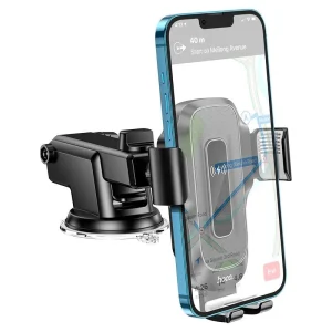 Soporte vehicular inalámbrico Hoco HW3 con base ajustable y carga rápida para smartphone, compatible con navegación y uso seguro en el automóvil