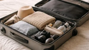 imagen de maleta ordenada lista para viajar - gadgets para viajes